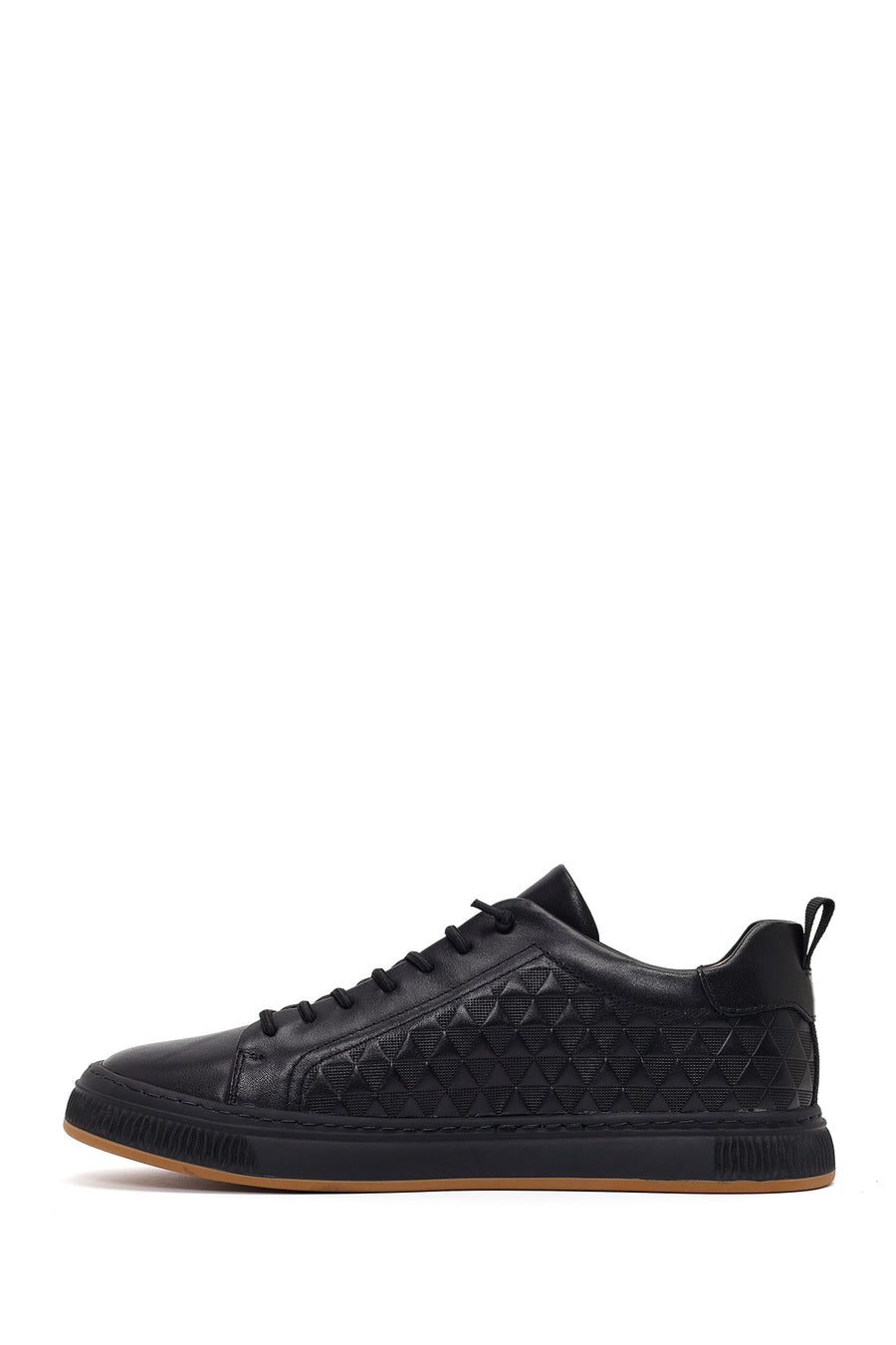 Men's Black Lace-Up Printed Leather Sneaker