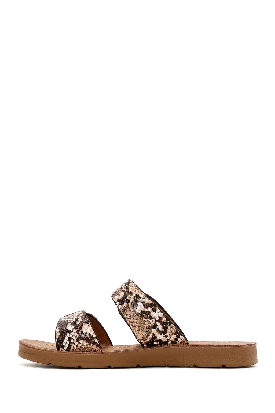 Women's Brown Double Buckled Patterned Slippers