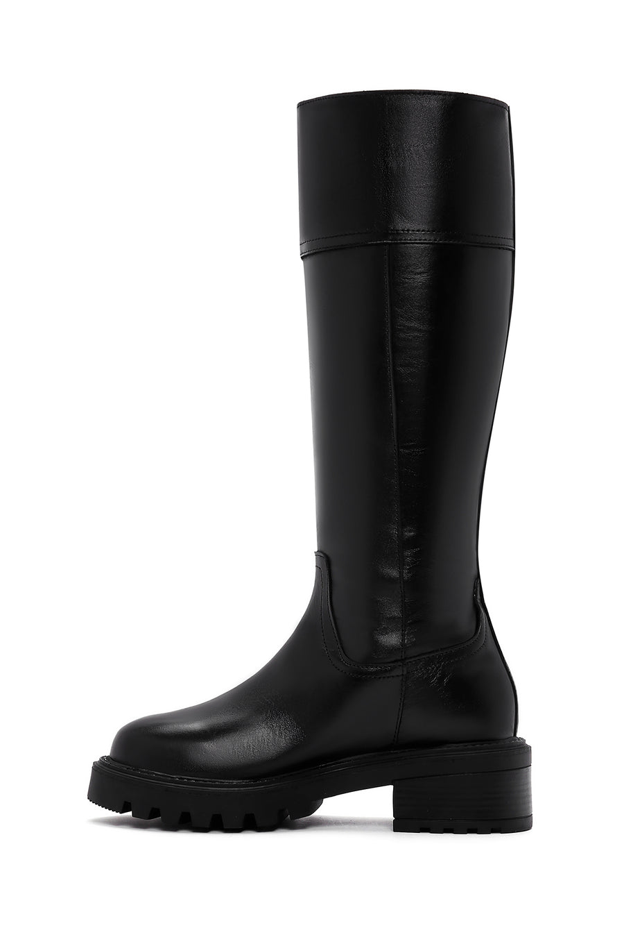 Women's Black Thick Soled Casual Leather Boots