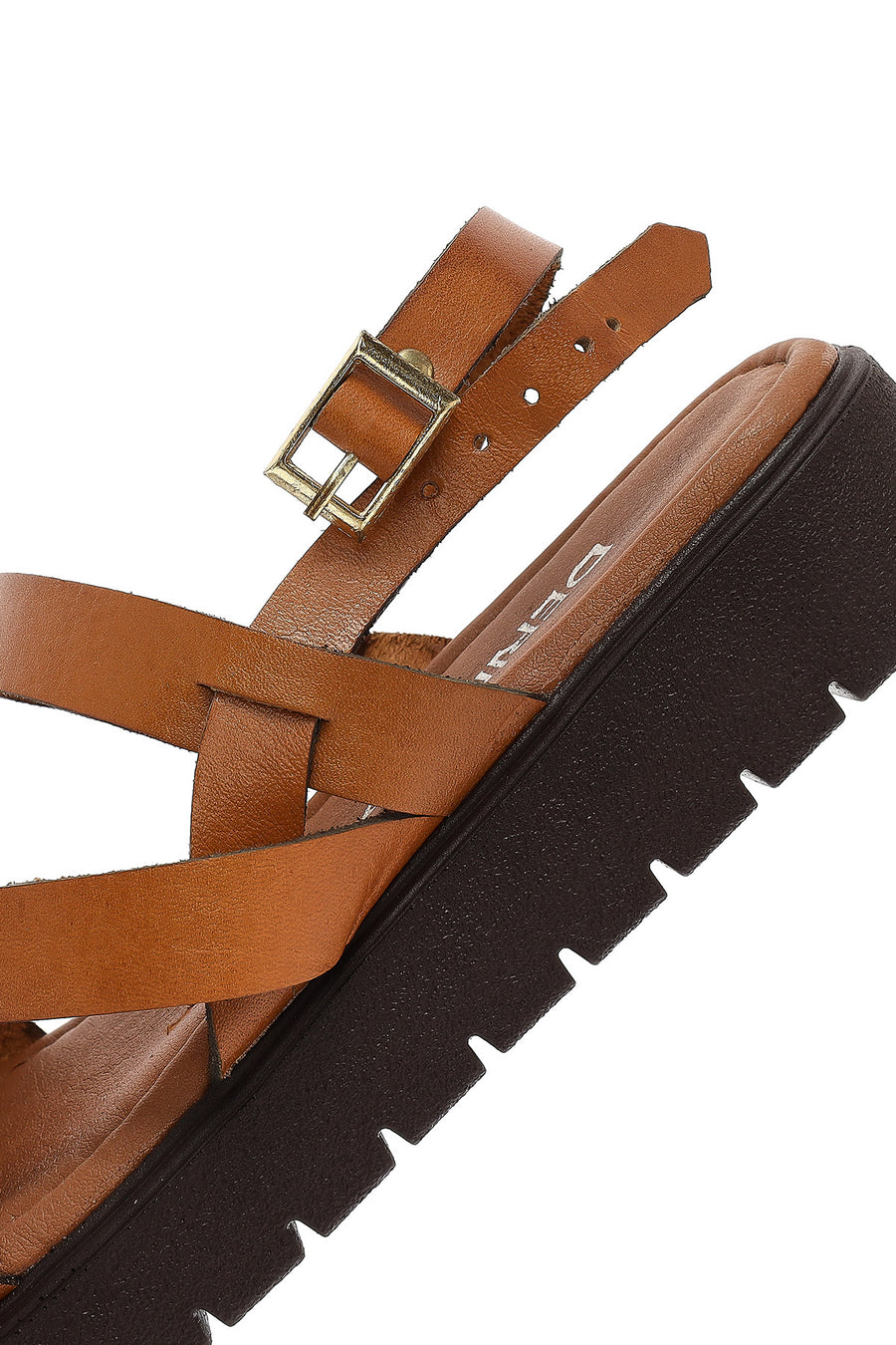 Women's Tan Thick Soled Leather Bodrum Sandals