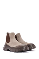 Men's Beige Nubuck Leather Chelsea Boots | Derimod