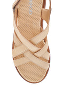 Women's Beige Leather Comfort Sandals | Derimod