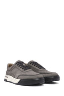 Erkek Gri Bağcıklı Nubuk Deri Sneaker | Derimod