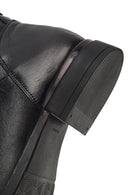 Woman Black Zip Closure Buckled Leather Boots | Derimod
