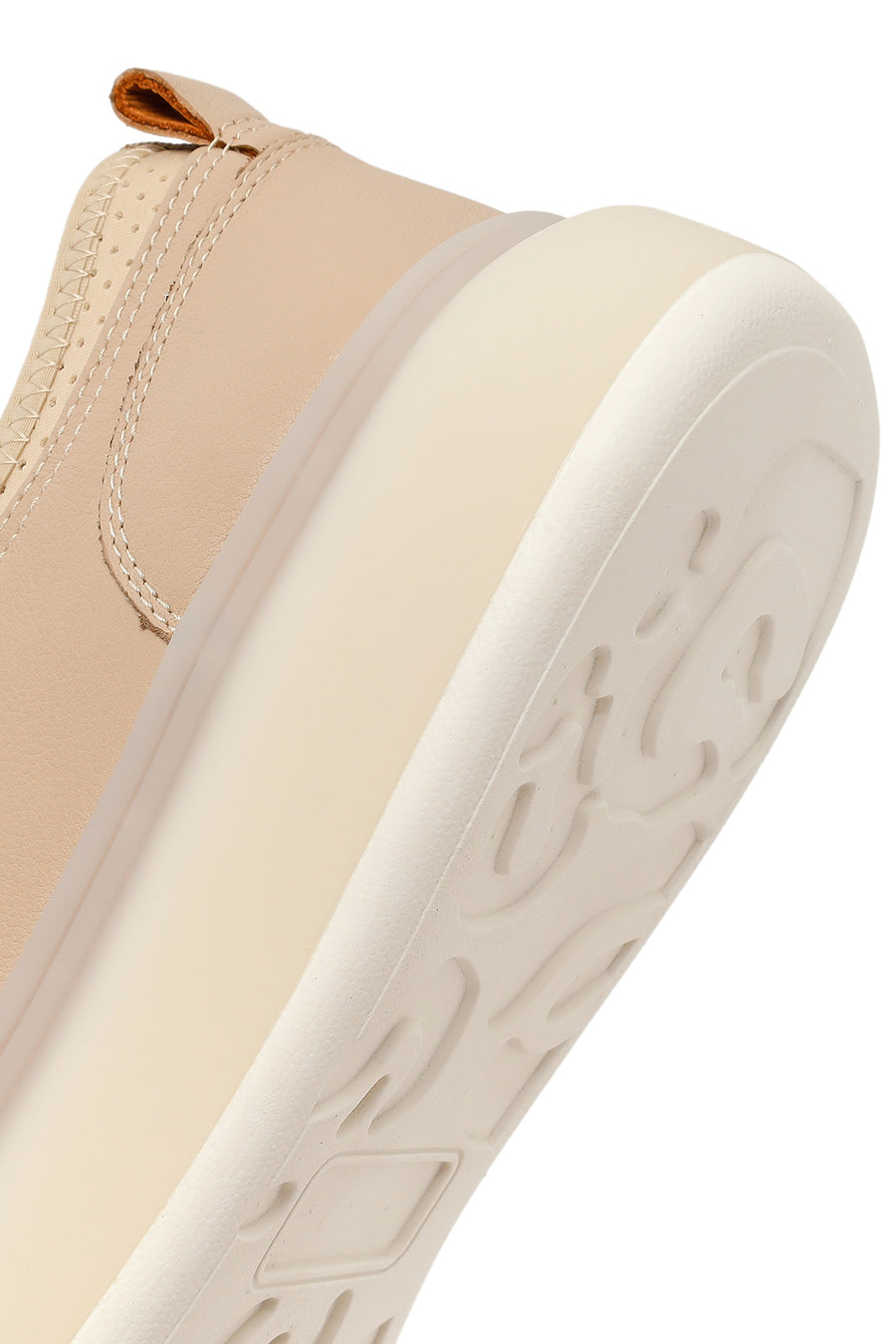 Men's Beige Lace-Up Thick-Sole Leather Sneaker