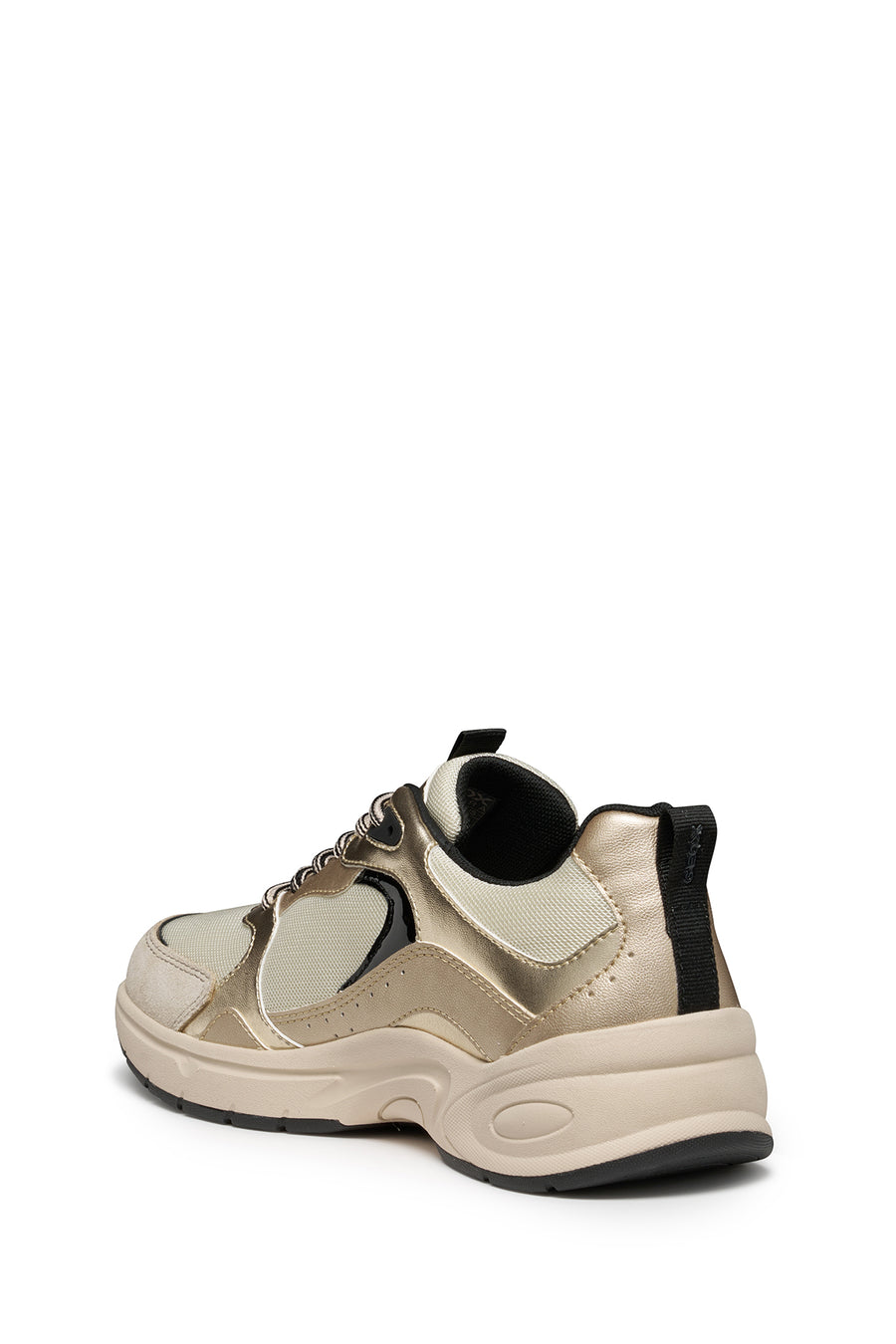 Geox Women Beige D Zarvıa A - Mesh+Pearl.Gbk Lace-Up Thick Sole Leather Sneaker
