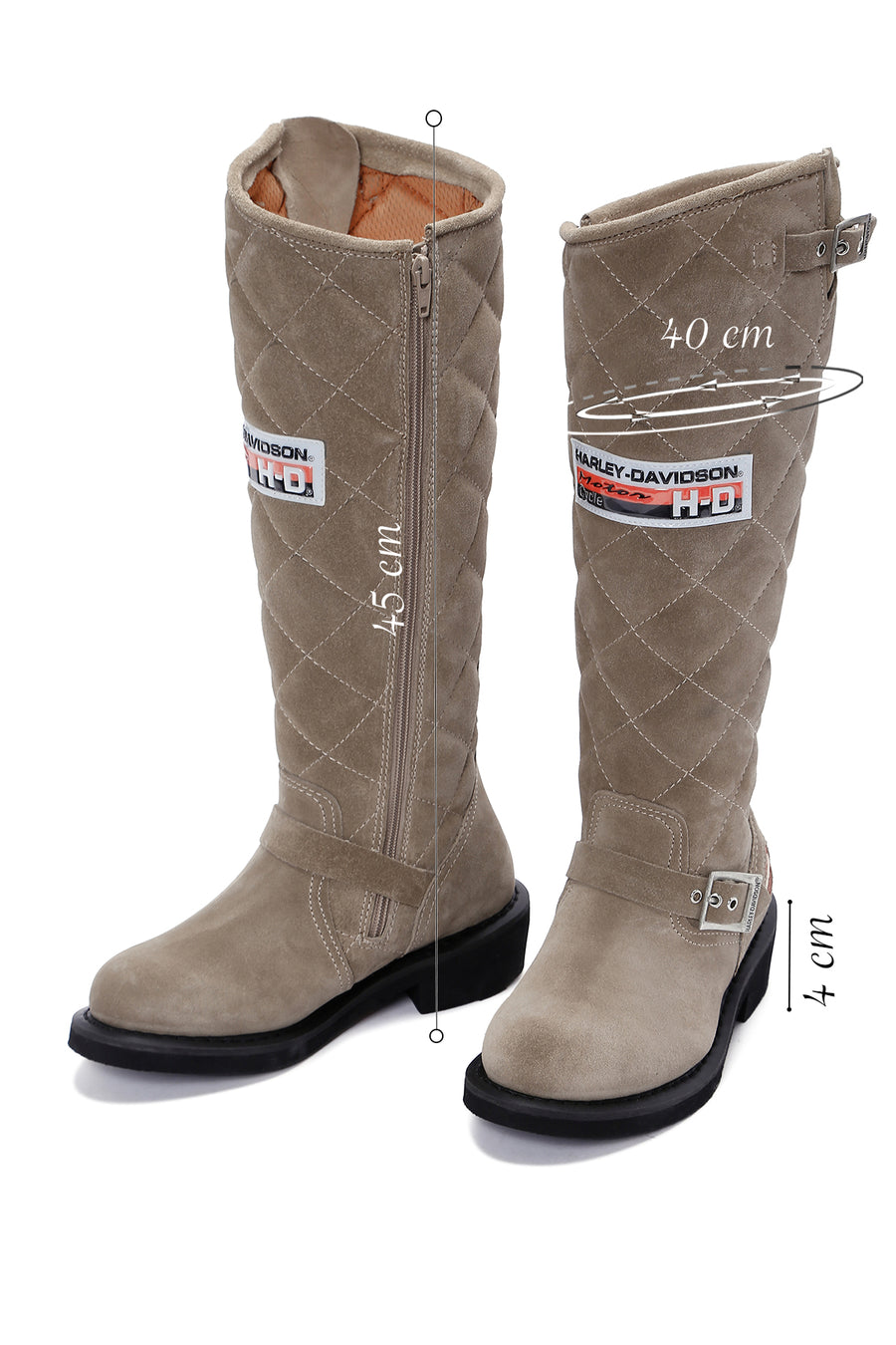 Harley Davidson Women's Beige Laconia Hi Zipper Leather Boots