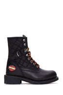 Harley Davidson Women's Black New Worker Leather Combat Boots | Derimod