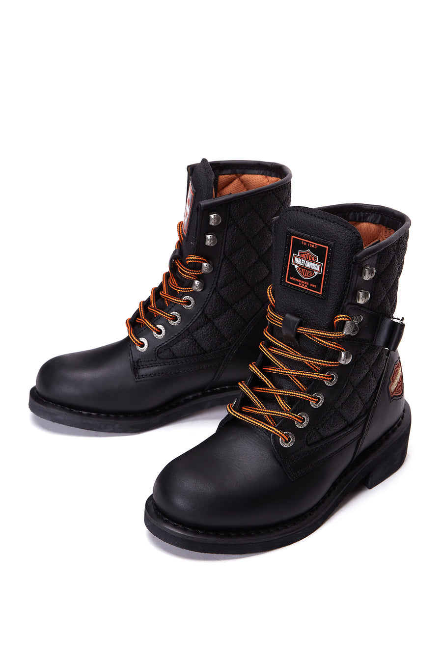 Harley Davidson Women's Black New Worker Leather Combat Boots
