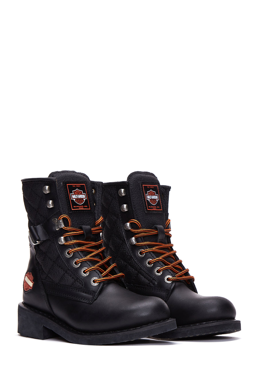 Harley Davidson Women's Black New Worker Leather Combat Boots