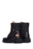Harley Davidson Women's Black New Worker Leather Combat Boots | Derimod