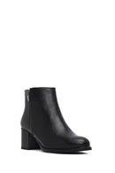 Woman Black Zip Closure Chunky-Heeled Boots | Derimod