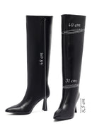 Woman Black Heels Leather Boot | Derimod
