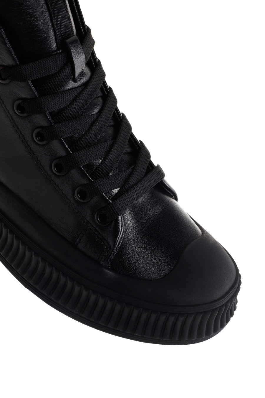 Erkek Siyah Deri Bilekli Sneaker