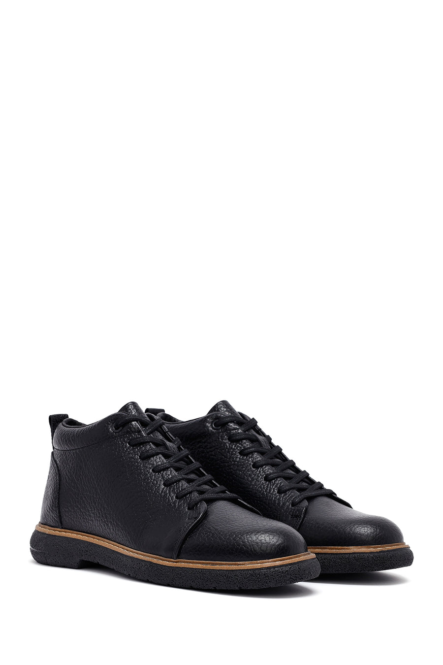 Male Black Lace-up Leather Boots