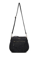 Woman Black Long-Strap Nubuck Crossbody Bag | Derimod