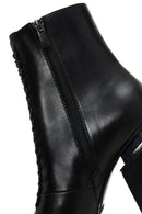 Woman Black Zippered Chunky Heels Leather Boat | Derimod