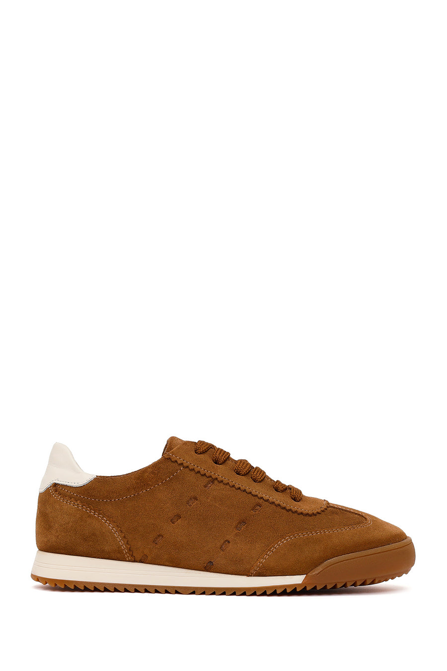 Woman Tan Lace-Up Suede Leather Sneakers 26PFD420410 | Derimod