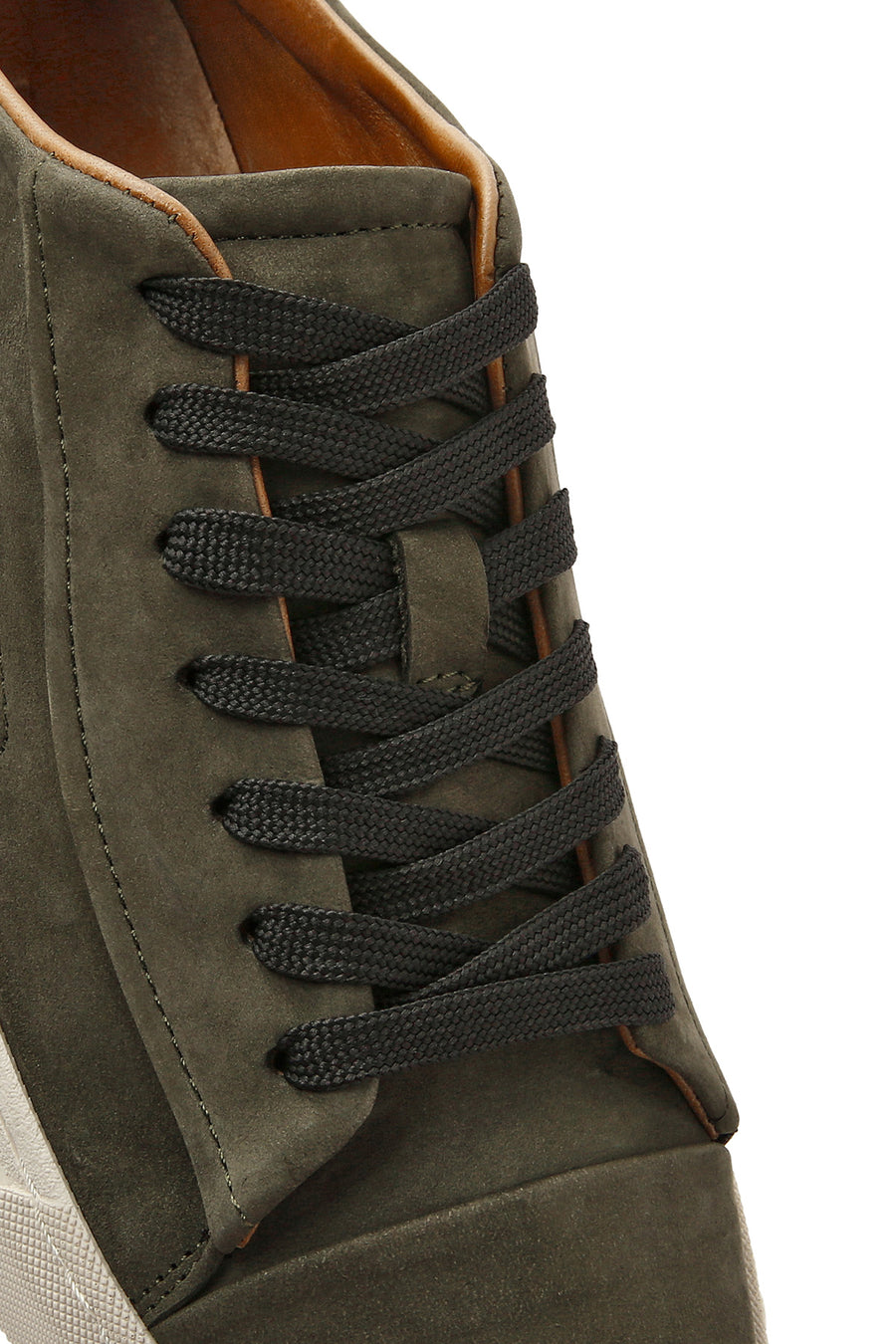 Erkek Haki Bağcıklı Nubuk Deri Sneaker