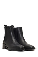 Woman Black Leather Chelsea Boots | Derimod