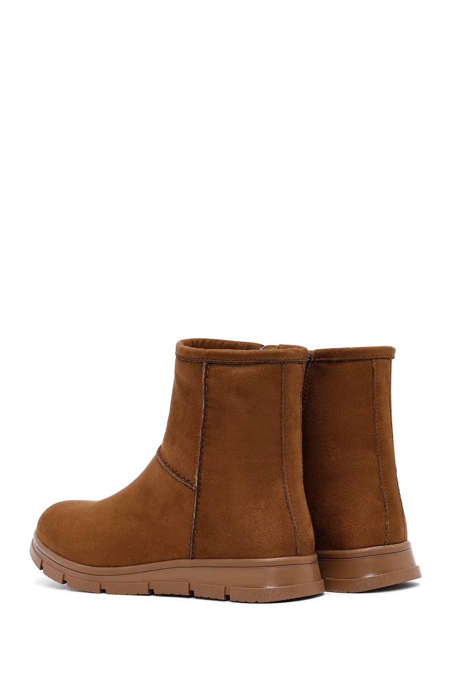 Women's Tan Zippered Suede Teddy Boot