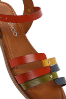 Women's Multicolored Leather Bodrum Sandals | Derimod