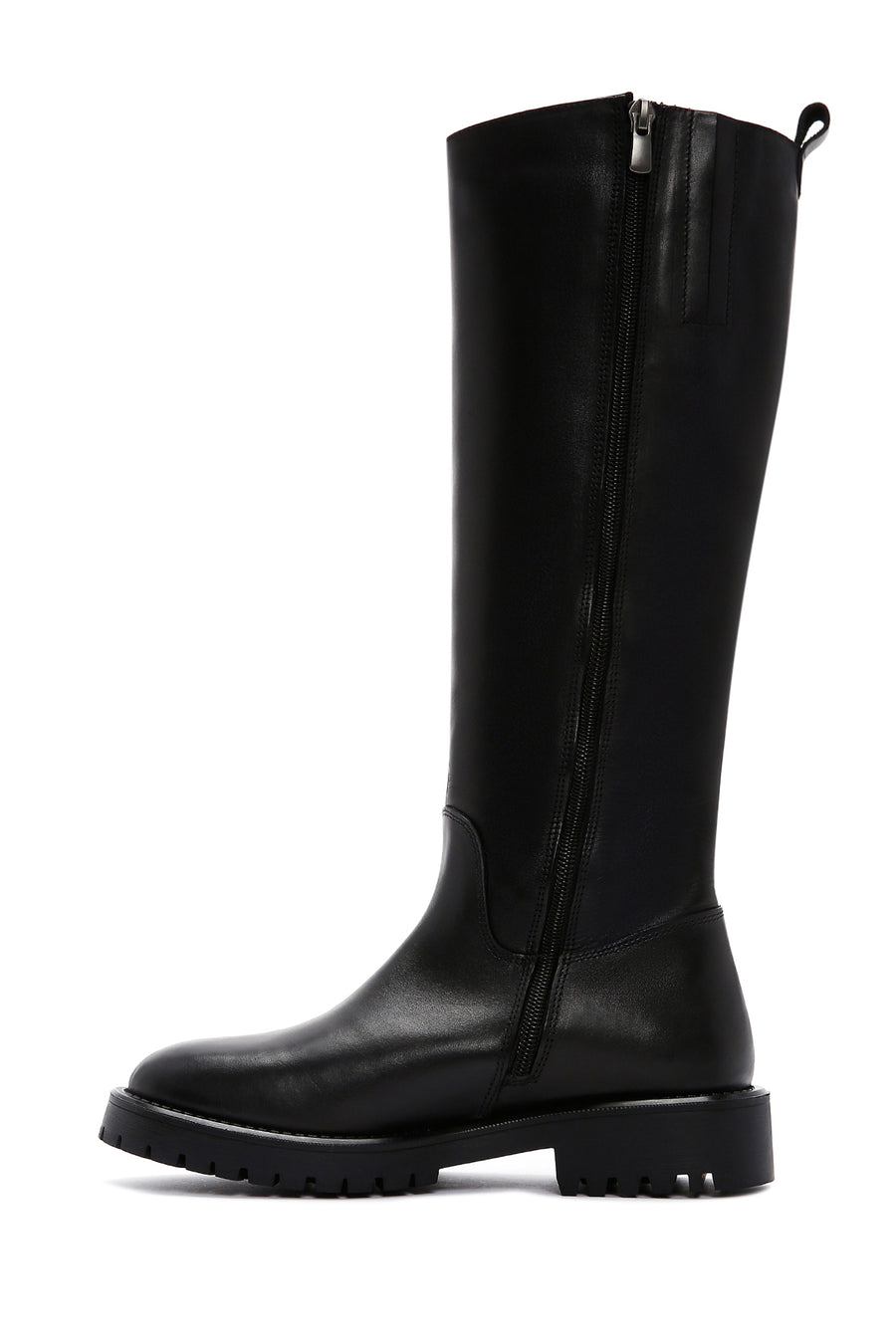 Women's Black Zippered Leather Boots