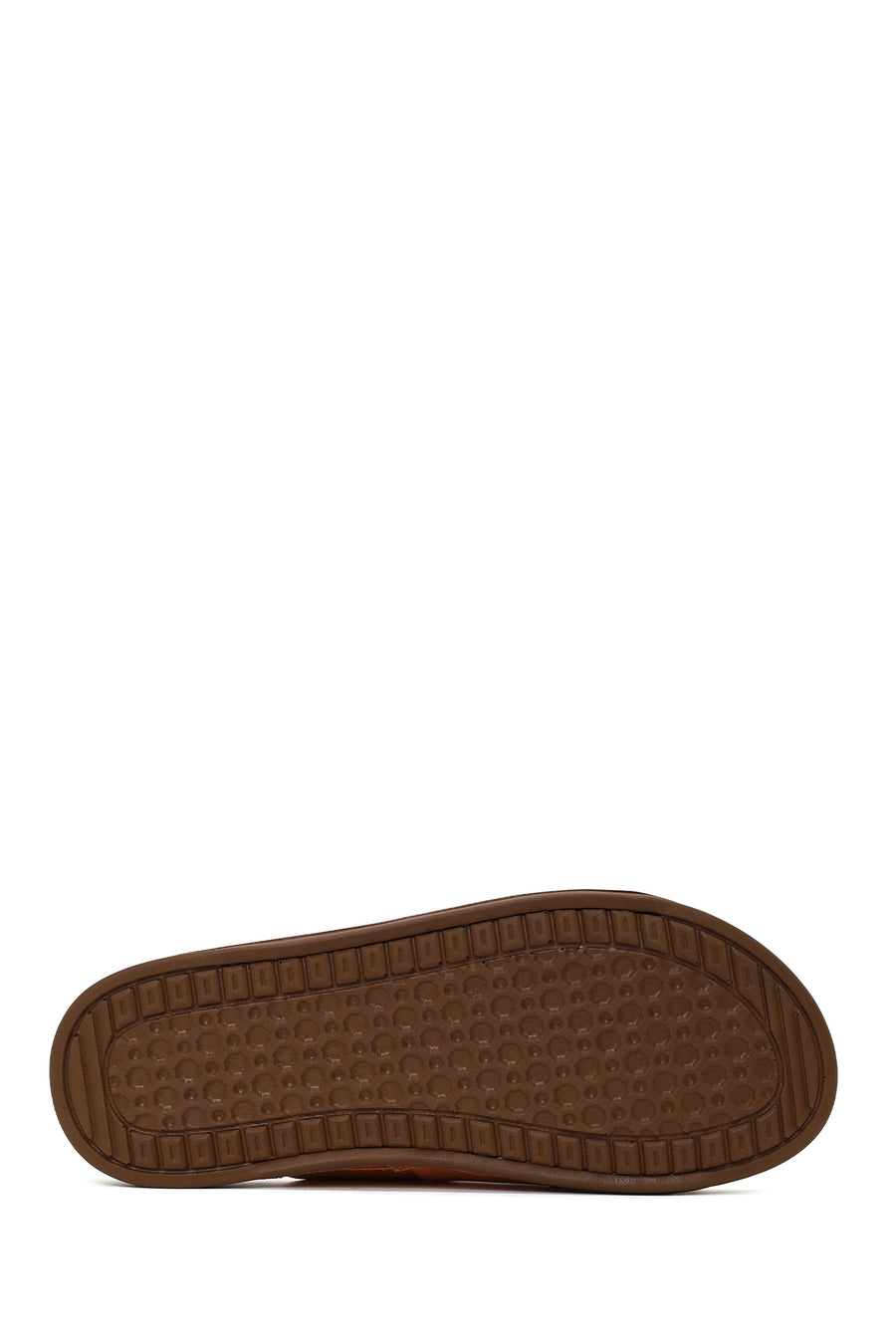 Woman Orange Strapped Nubuck Leather Slipper