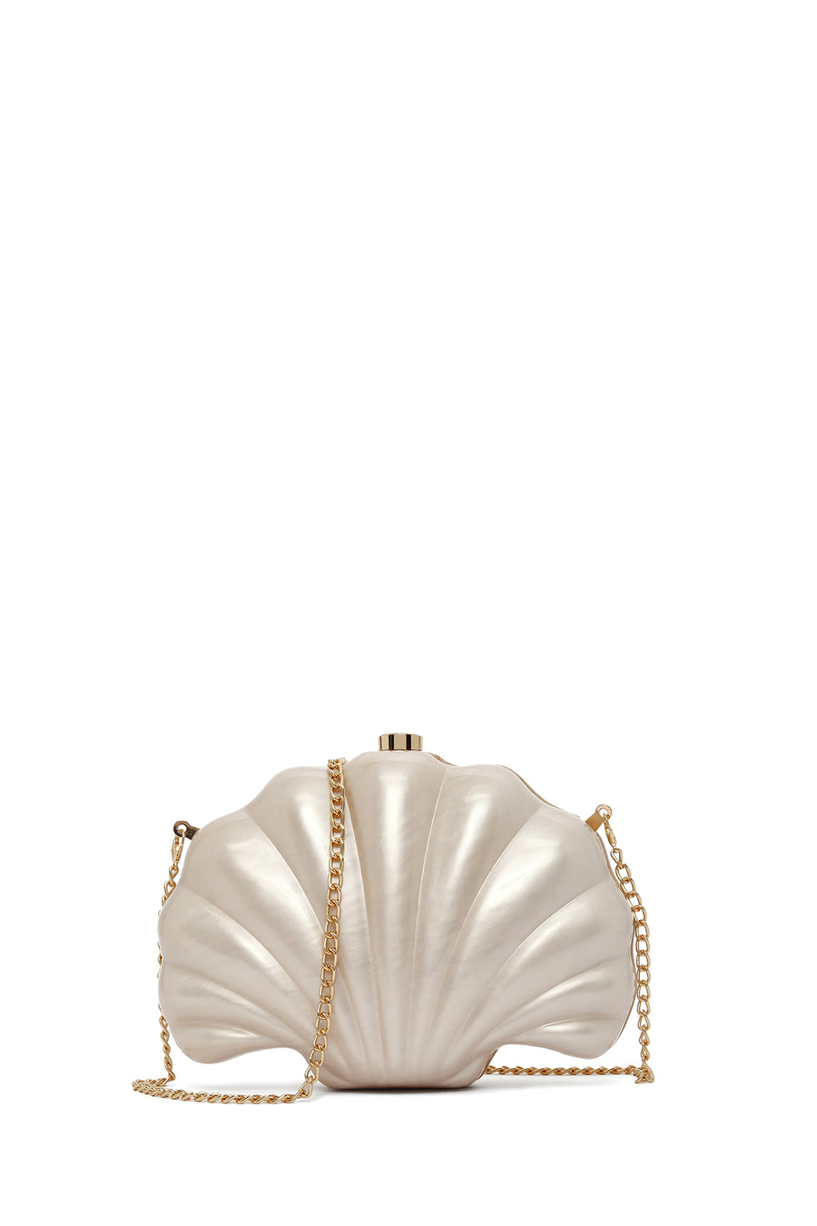 Women's White Long Chain Strap Mini Clutch Evening Bag