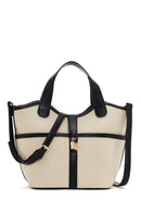 Women's Cream Long Strap Fabric Handbag | Derimod