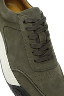 Male Green Lace-Up Nubuck Leather Sneaker | Derimod