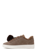 Woman Mink Lace-Up Charm Suede Teddy Leather Sneaker | Derimod