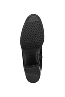 Geox Women's Black New Asheel Zippered Thick Heel Leather Boots | Derimod