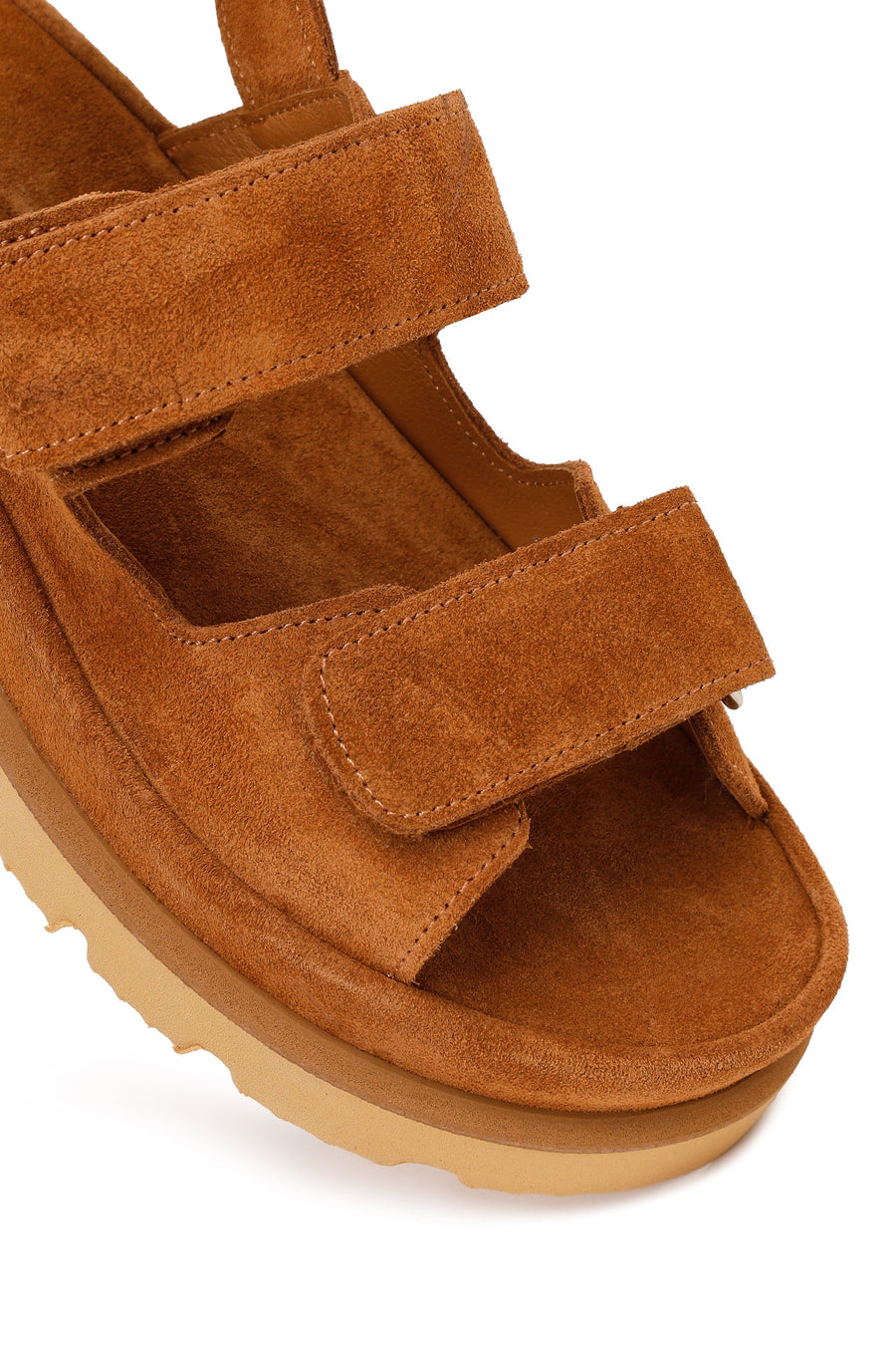 Woman Tan Strappy Thick-Soled Suede Sandal