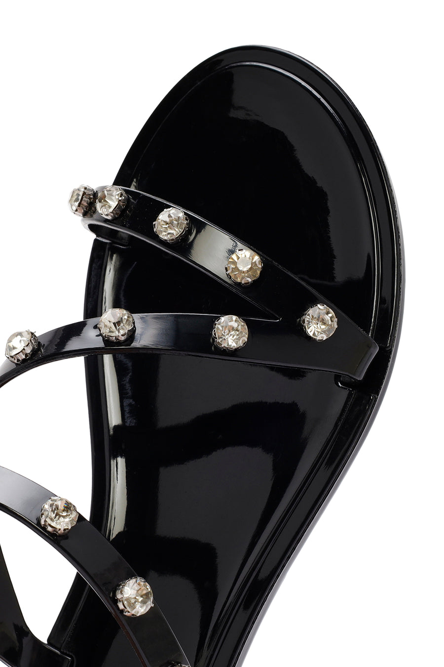 Women's Black Jelly Stone-Embellished Slippers