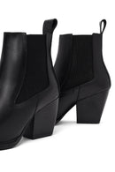 Women's Black Thick Heeled Leather Chelsea Boot | Derimod