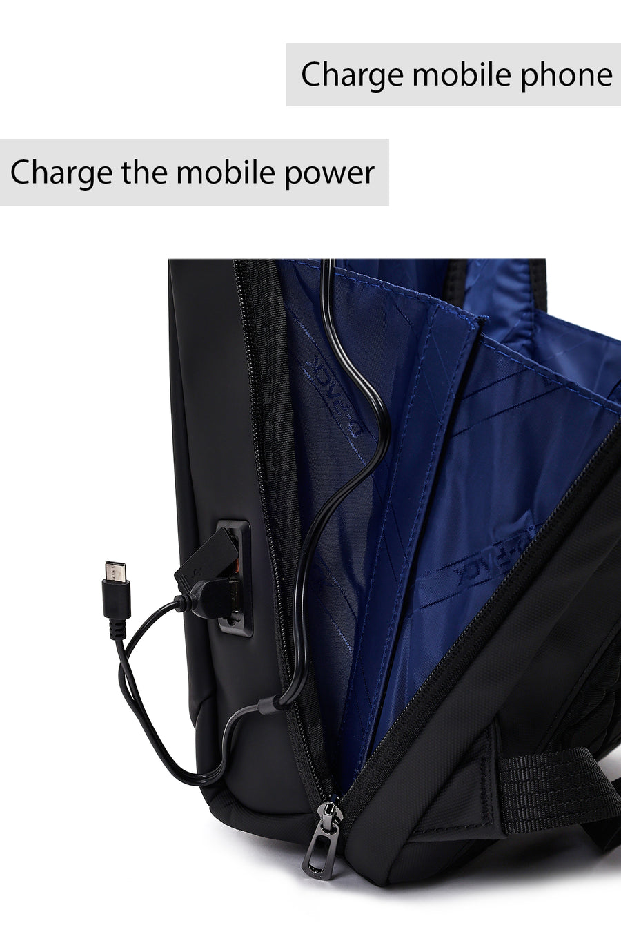 D-Pack Unisex Black Technological Fabric Backpack