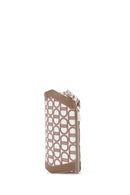 Women's Beige Long Strap Fabric Monogram Patterned Clutch Bag | Derimod