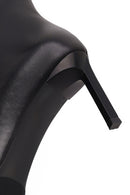 Woman Black Zip Closure Stiletto Heel Leather Boots | Derimod