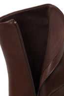 Woman Brown Zip Closure Wedge-Heel Boots | Derimod