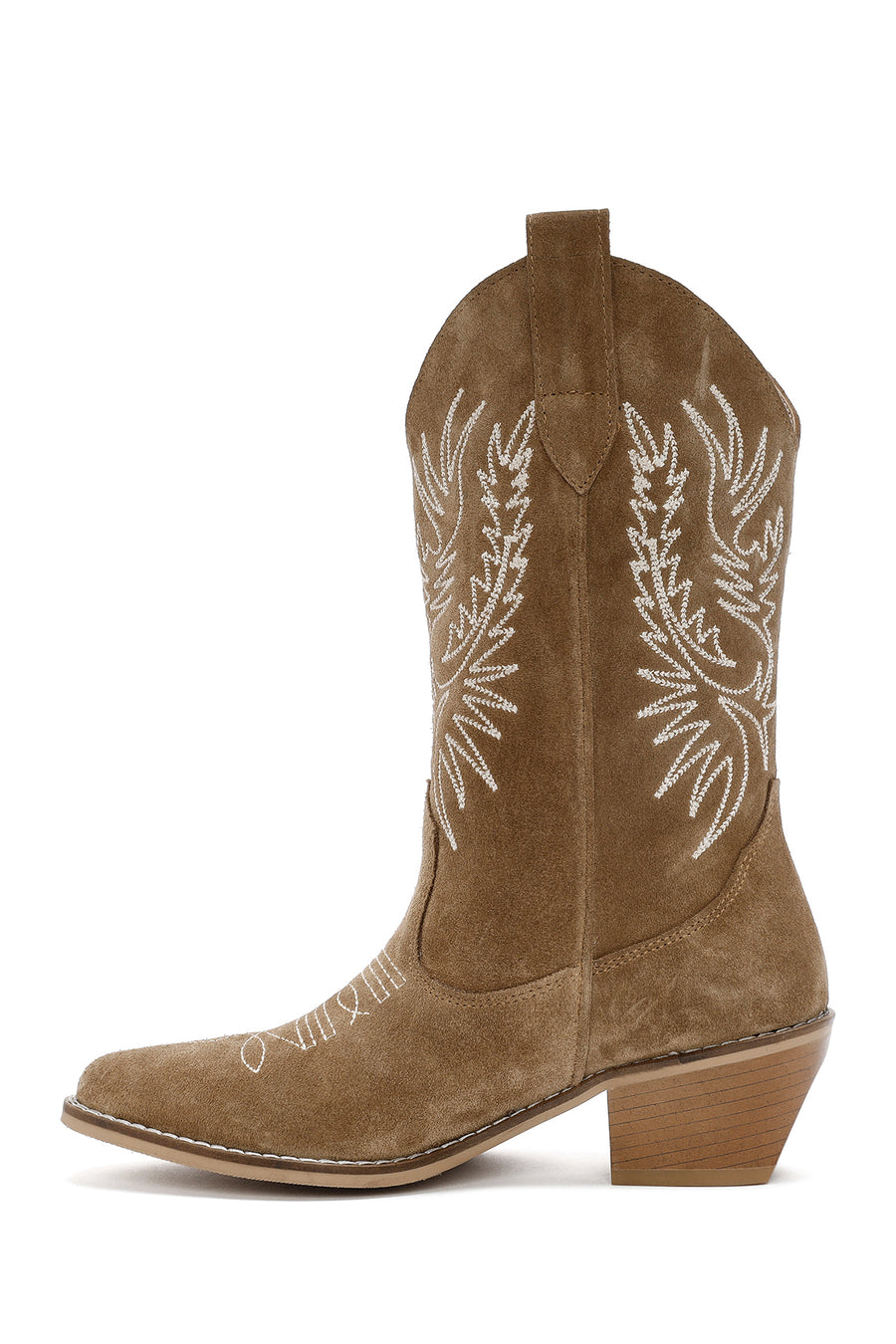 Women's Brown Suede Leather Heeled Cowboy Boots