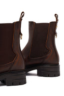 Woman Brown Thick-Soled Leather Chelsea Boots | Derimod