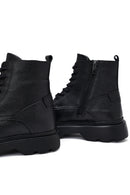 Male Black Zip Closure Thick-Soled Leather Boots | Derimod