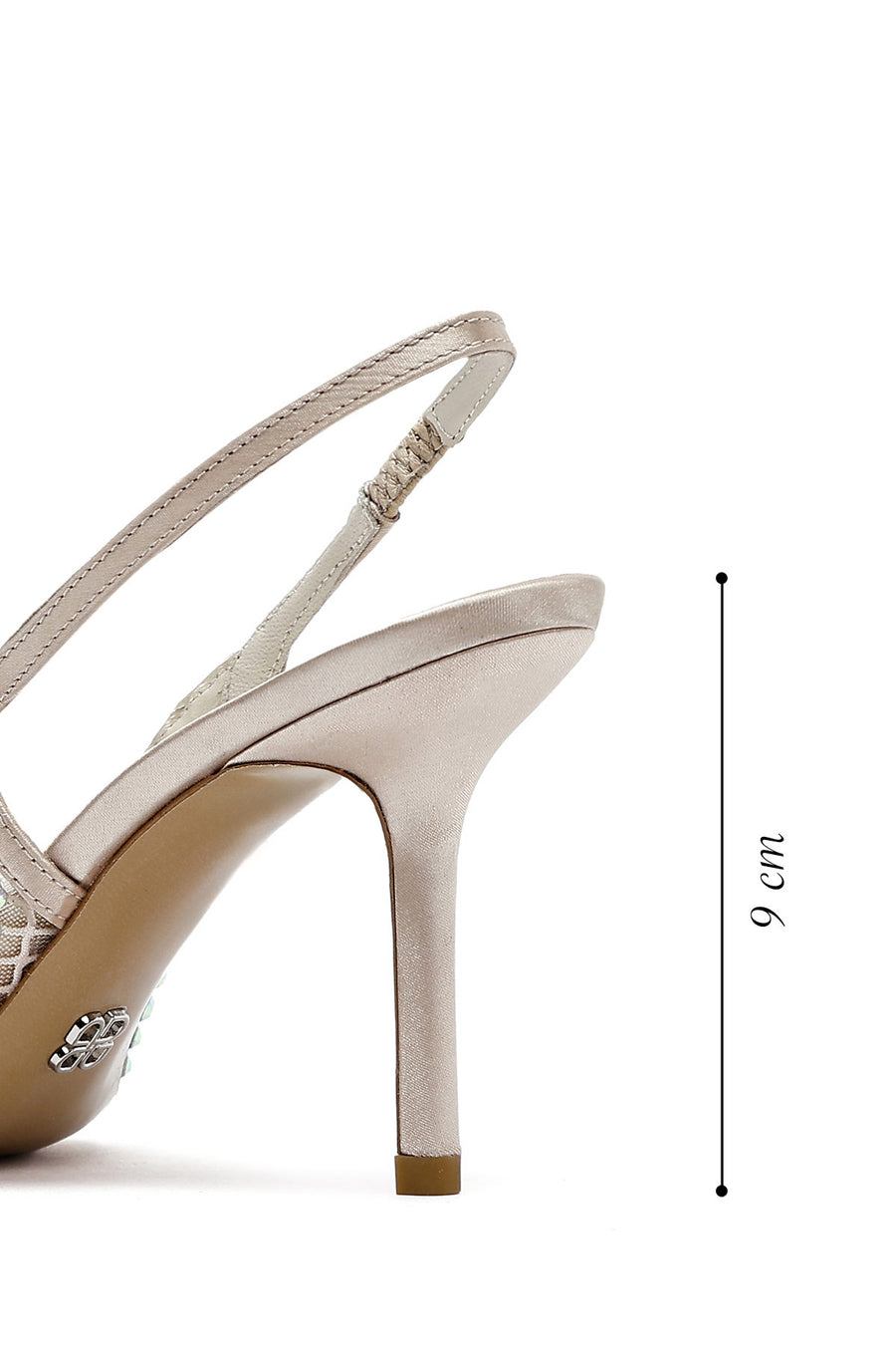 Women's Beige Stoned Open Back Thin Heeled Leather Shoes