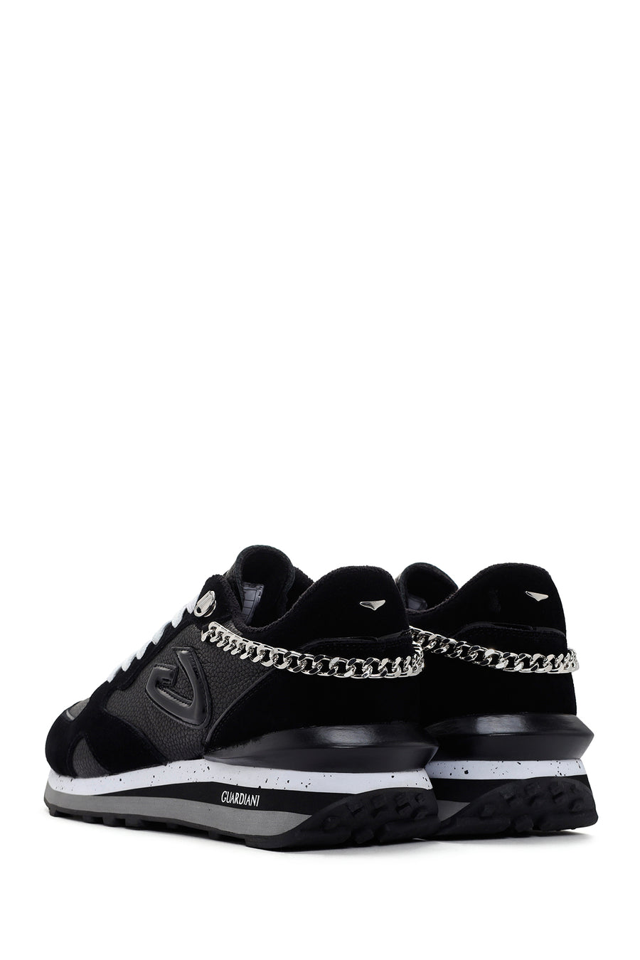 Alberto Guardiani Women's Black Wen Leather Thick Soled Sneaker