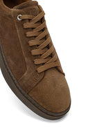 Erkek Taba Bağcıklı Deri Sneaker | Derimod