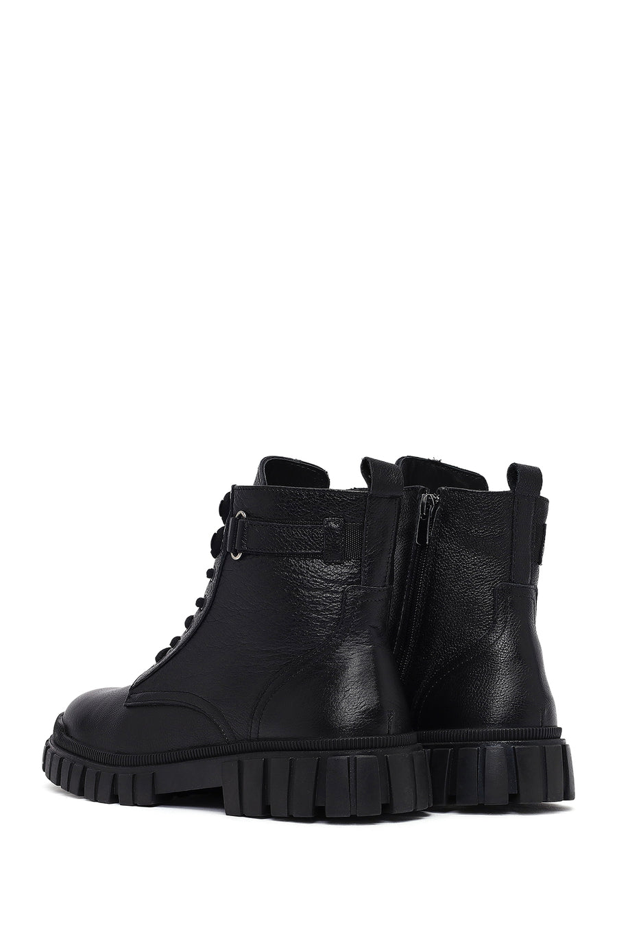 Men's Black Zippered Leather Casual Boots