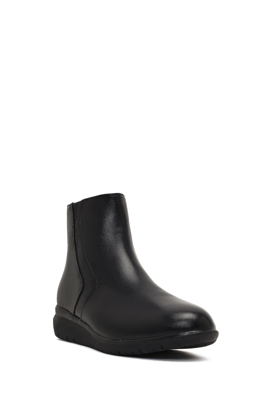 Woman Black Zip Closure Leather Comfort Boots