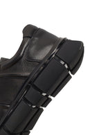 Men's Black Lace-Up Thick-Soled Leather Sneaker | Derimod