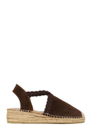 Women's Brown Suede Leather Espadrilles | Derimod